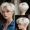 Peruca TUME para dropshipping transfronteiriço, moda natural europeia e americana, estilo coreano, cabelo curto loiro platina feminino, direto do fabricante