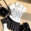 Atuendos de Verano 2026: Camiseta de Manga Corta con Cuello Polo Estilo Universitario Coreano para Mujeres y Niñas Mayores, Conjunto de Falda Dulce y Picante