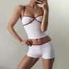 Comercio Exterior Europeo y Americano 2026 Otoño e Invierno Nueva Moda Femenina Deseo Puro Chica Picante Camisola de Cuello en V Conjunto Versátil de Shorts con Bloques de Color