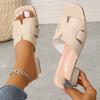 Sandalias de Tacón Grueso de Moda Tallas Grandes para Mujer 2024 Nuevo Verano Color Sólido Francés Cómodas Cuadradas Color Sólido Chanclas Deslizantes