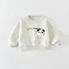 Conjunto casual de outono e inverno para meninos e meninas, bebê super fofo, moletom de manga comprida forrado com lã, calça de moletom, roupa de duas peças