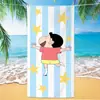 Toalha de banho de secagem rápida infantil de grandes dimensões Giz de cera Pequena nova toalha de praia Microfibra Velo de dupla face Toalha de praia com impressão digital