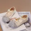 Zapatos de Cuero de Moda para Niñas 2026 Primavera y Otoño Nuevos Elegantes Zapatos de Princesa de Cristal para Niños con Suelas Suaves y Pedrería para Pequeños