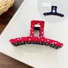Pinza para el Cabello de Tela de Mezclilla Vintage Rayas Rojas y Azules Wrap-Around, Elegante Pinza Tiburón para Recogidos en la Parte Trasera de la Cabeza Accesorio para el Cabello