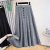 Saia Plissada de Tricô para Mulheres Plus Size - Moda Outono/Inverno Tendência Elegante Redutora de Idade Modeladora Cobre o Quadril com Barra Larga