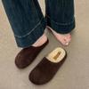 Zapatillas Birkenth Feas Lindas para Mujer 2024 Otoño e Invierno Nuevo Atuendo Engrosadas Slip-on Baotou Suela Suave Zapatos Cálidos Perezosos de Moda