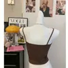 Camisola de Color de Contraste Falsa de Dos Piezas con Botones y Cuello Redondo Verano Aspecto Adelgazante con Almohadillas para el Pecho Versátil Top Exterior sin Mangas