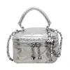 Mini Bolso de Alta Gama para Mujer Transfronterizo Nuevo Otoño/Invierno Blanco Nicho Cuadrícula de Diamantes Cadena Bolso Cruzado Bolso de Mano Tipo Cubo