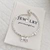 Pulsera de Plata con Lazo y Perlas para Niña Pulsera Simple para Mujer ins Elegante Nueva Dulce Pulsera Venta al por Mayor