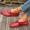 Sandalias de Talla Grande para Mujer de Comercio Electrónico Transfronterizo 2026 Primavera Verano Nuevas Punta Redonda Malla Hueca Estilo Europeo Americano Sandalias Planas