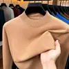 Suéter de punto fino anti-pilling de cuello medio, superventas transfronterizo para hombre, color liso para otoño e invierno, suéter de punto para usar como capa base