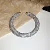 Pulseira Aberta Europeia e Americana Transfronteiriça com Fio Enrolado e Cravejada de Diamantes, Moderna e Personalizada, Pulseira Versátil, Joia de Luxo Leve e de Alta Qualidade para Mulheres