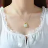 Pingente seguro S925 Ruyi longevidade bloqueio colar simples retro estilo tribunal elegante jóias para as mulheres