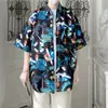 Camisa Floral Japonesa de Verano Simple de Media Manga para Hombre Verano Hawaiana Holgada Moderna Playa Costa Vacaciones Camisa