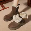 Botas de algodón forradas de felpa para mujer, suela gruesa, colección otoño/invierno 2026, cálidas, suela gruesa, botas Martin, botines, botas de nieve, zapatos casuales de algodón