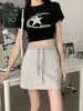 Falda con cordón para mujer, estilo coreano de verano, de cintura alta, adelgazante, para petite, sexy, anti-exposición, línea A, pantalones falda bodycon