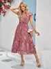 Temu2026 Moda Femenina Transfronteriza Nueva de Verano Europea y Americana Casual Vestido de Gasa sin Mangas Floral con Cuello en V