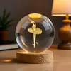 Bailarina de Ballet Cristal Tallado Interior Adorno 3D Estéreo Creativo Decoración de Escritorio Regalo Bola de Cristal Luz Nocturna Luminosa Personalizado