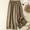Pantalones culotte cortos de algodón y lino drapeados, nuevos pantalones de verano para mujer 2026, finos de cintura alta, transpirables, casuales, de pierna ancha