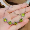 Atacado de Fábrica Popular Pulseira de Peridoto Natural com Inlay de Prata S925 Pedra Principal 7*7 Fábrica de Joias de Luxo Venda Direta