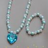 Novo Conjunto de Colar Infantil Desenho Animado Acessórios para Menina Miçangas Artesanais Coração de Pêssego Diamante Doce Princesa Ornamentos Transfronteiriços