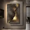 Pintura de Arenisca Estéreo de Lujo Ligero y de Gama Alta Pintura Decorativa para Entrada Clase Atmosférica Abstracta Mural para Pared de Fondo de Sofá de Sala de Estar