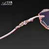 Gafas de Borde Cortado Diamante para Mujer con Pedrería, Lentes Graduados, Armazones Listos sin Marco, Armazones para Gafas de Mujer