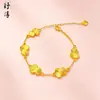 Pulsera de Mariposa Dorada Perla Hielo Triturado, Pulsera de Calabaza Corazón Perla de la Suerte, Trébol de Cuatro Hojas Oro Arena, Venta Directa del Fabricante