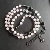 Collar Retro Religioso Personalizado No Magnético Transfronterizo Europeo y Americano Colgante de Piedra Natural con Cuentas Hecho a Mano Rosario