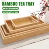 Bandeja Rectangular de Bambú Engrosada, Bandeja de Té de Bambú para Uso en Hotel, Bandeja Creativa de Madera de Bambú para Frutas y Pan
