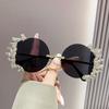 Gafas de sol sin montura de diamantes de colores, gafas de sol de moda transfronterizas, nuevas gafas de sol personalizadas en forma de llama europeas y americanas