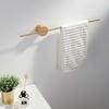 Toallero sin perforaciones para baño nórdico dorado creativo toallero de baño montado en la pared barra de toalla de madera para baño