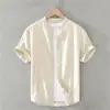 Camisa Casual Básica de Lino Extremadamente Fresca de Algodón y Lino de Manga Corta para Hombre Estilo Japonés Verano Holgada Artística de Lino para Jóvenes