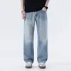 Roupas Masculinas Fengshe / 2026 Primavera e Outono Novos Jeans de Sarja Lavada Retrô Americano Masculino com Stretch Soltos Retos Calças Longas