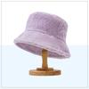 Chapéu de Pescador Imitação de Visão Cruzada Inverno Feminino à Prova de Frio Chapéu de Pelúcia Chapéu de Balde com Logo Bordado Chapéu Peludo Quente