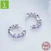 Conjunto de joias de brinco de zircônia roxa requintada charm original de prata brincos de prata s925 elegantes de luxo atacado