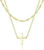 Nuevo Collar Cruz de Zirconia Transfronterizo de Amazon, Estilo de Lujo Ligero y de Moda, Se Puede Apilar y Usar como Cadena para Clavícula para Mujeres, Versátil para el Uso Diario