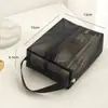 Bolsa de cosméticos portátil de malla para mujer, bolsa de viaje transparente para lavado, productos para el cuidado de la piel, lápiz labial, sombra de ojos, brocha, bolsa de almacenamiento de gran capacidad