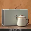 Caixa de Presente de Poesia da Nova Dinastia Song Forno Ru Xícara de Água Caneca de Cerâmica com Separação de Chá e Água Presente Presente para Uso Pessoal Logotipo Personalizado