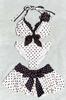 Conjunto de Top y Falda de Verano Sexy con Cuello Halter de Lunares y Corbata de Lazo - Estilo Europeo y Americano