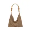 Nuevos Bolsos Tejidos Elegantes y de Moda, Versátiles Bolsos de Rafia Crochetados con Cuerda de Papel, Bolsos de Playa Estilo Vacacional, Bolsos de Paja de un Solo Hombro
