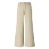Jeans Reto de Perna Larga Elástico Cor Chá de Leite Novo Vintage Estilo Old Money Verão 2026 Levemente Flare Não Apertado