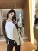 Suave camiseta básica de manga larga para mujer, estilo coreano de principios de otoño, color liso en bloque, versátil, corte entallado, cuello redondo 66612