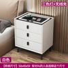 Mesa de Noche Inteligente Madera Maciza Moderna Celebridad de Internet Simple Multifuncional Lujo Ligero Carga Inalámbrica Bloqueo de Huella Digital Mesa de Noche para Dormitorio