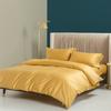 Algodón Puro Color Sólido 60S Algodón de Fibra Larga Juego de Cuatro Piezas Funda de Edredón de Algodón Puro Sábana de Cama Hotel Alojamiento Familiar Estilo Sábana Ajustable Nantong