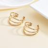 Brincos europeus e americanos de moda minimalista OL multicamadas em forma de C para mulheres, brincos de aço inoxidável banhados a ouro 18k que não desbotam para mulheres