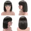 Peruca bob de cabeça mais vendida no AliExpress para meninas europeias e americanas, franja arrumada, cabelo liso curto, cabeça bobo, fábrica em estoque, cabelo de geração