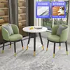 Conjunto de Mesa e Cadeiras de Lazer para Varanda da Moda, Mesa Redonda Simples de Camada Dupla para Recepção e Negociação, Uma Mesa e Duas Cadeiras, Conjunto de Três Peças para Receber Convidados