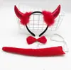Amazon Halloween tiara de chifre traje de tridente tiara Diabo Vermelho infantil adulto mascarada performance