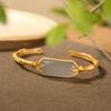 Estilo étnico chino Pulsera de hoja de bambú Bambú para mujer Chapada en oro Imitación de jade Hetian Retro Moda nacional Pulsera Joyería al por mayor